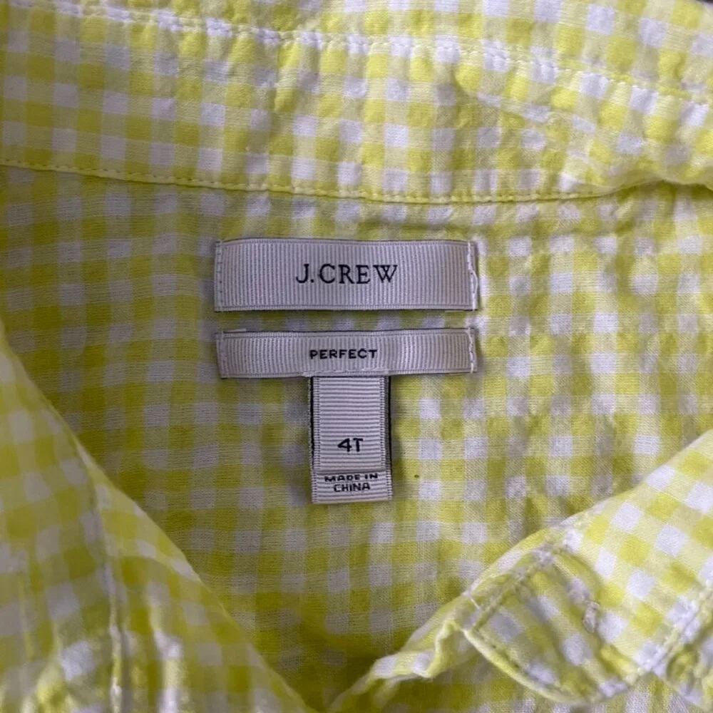 J.Crew 4T Yellow Gingham Button‎ Front Shirt Lightweight Cotton Top